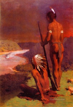 Anshutz Canvas - Indians on the Ohio naturalistic Thomas Pollock Anshutz